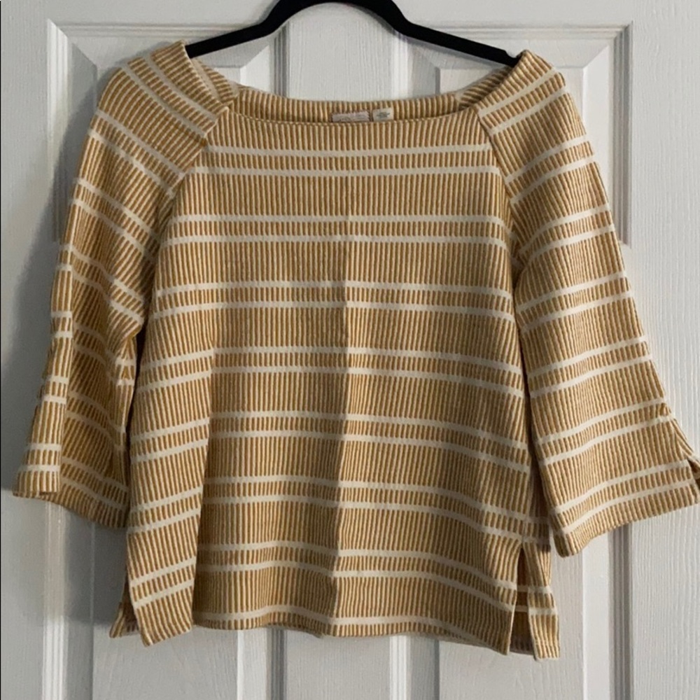 Anthropologie 9-H15 SCL Yellow Striped Top